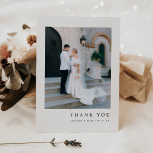Carte De Remerciements Photo de mariage personnalisé minimaliste moderne