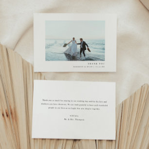 Carte De Remerciements Photo de mariage personnalisé simple moderne