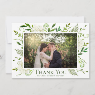 Carte De Remerciements Photo de mariage plat d'hortensia blanc