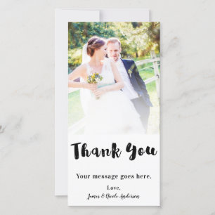 Carte De Remerciements Photo de mariage remerciement chunky noir