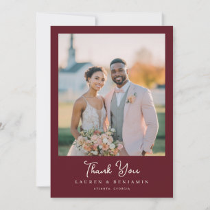 Carte De Remerciements Photo de mariage romantique bordeaux