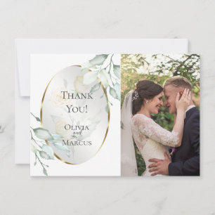 Carte De Remerciements Photo de mariage Rose ivory jaune aquarelle blus