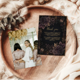 Carte De Remerciements Photo de mariage Royal gothique victorien