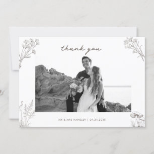 Carte De Remerciements Photo de mariage rustique élégant