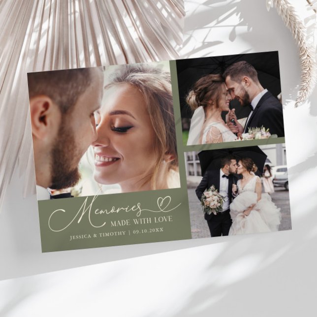 Carte De Remerciements Photo de mariage vert sauge Souvenirs faits avec a (Créateur téléchargé)
