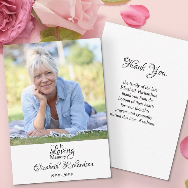 Carte De Remerciements Photo de mémoire affectueuse Écriture élégante Fun (Créateur téléchargé)