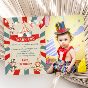 Carte De Remerciements Photo de naissance cirque et animaux de carnaval v