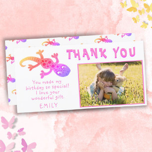 Carte De Remerciements Photo de naissance drôle de lézard gecko rose fémi