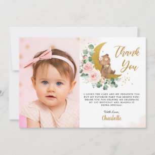 Carte De Remerciements Photo de naissance en forme de lune croissante ave