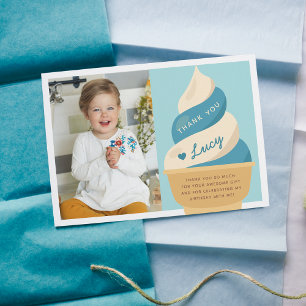 Carte De Remerciements Photo de naissance pour enfants avec glace à la my
