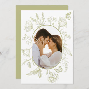 Carte De Remerciements Photo de papillon floral en ligne verte