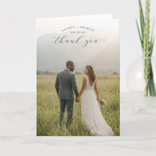 Carte De Remerciements Photo de paysage vert romantique
