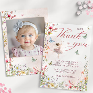 Carte De Remerciements Photo de premier anniversaire Flutter Twirl Magica