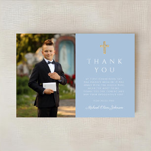 Carte De Remerciements Photo de première communion d'un garçon élégant à