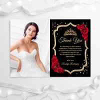 Photo de Quinceanera en or rouge noir