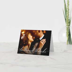 Carte De Remerciements Photo de remerciement de mariage élégant Amour et 