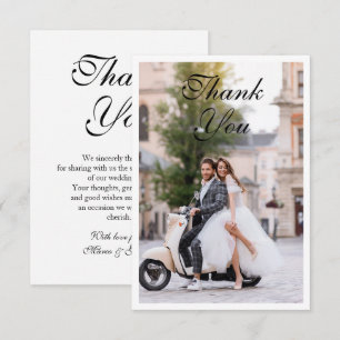 Carte De Remerciements Photo de remerciement de mariage moderne simple él