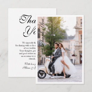 Carte De Remerciements Photo de remerciement de mariage moderne simple él