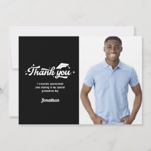 Carte De Remerciements Photo de remerciement de remise de diplôme noir