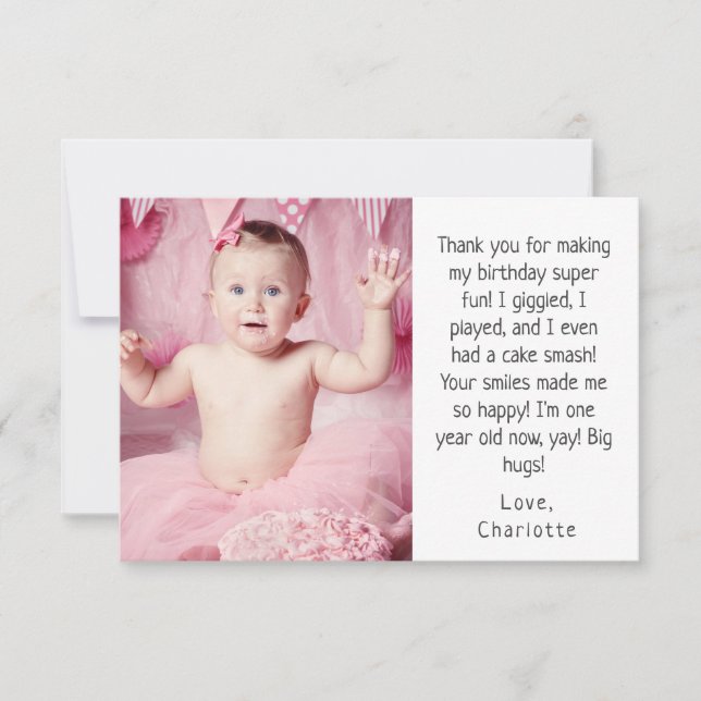 Carte De Remerciements Photo de remerciement pour le 1er anniversaire de  (Devant)