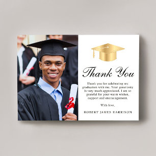 Carte De Remerciements Photo de remise de diplôme avec chapeau de gradué
