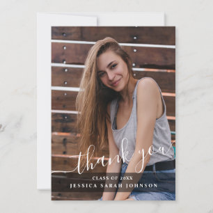 Carte De Remerciements Photo de remise de diplôme minimaliste simple mode