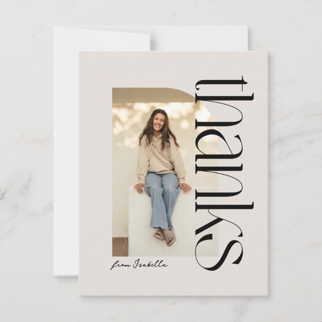 Carte De Remerciements Photo de remise de diplôme moderne et audacieuse (Devant)