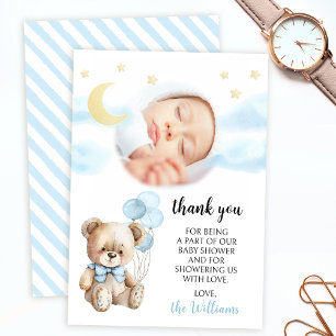 Carte De Remerciements Photo de shower pour bébé garçon au ballon en form