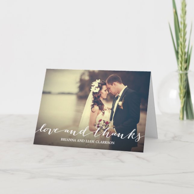 Carte De Remerciements Photo de soutirage de manuscrit simple d'amour et (Devant)