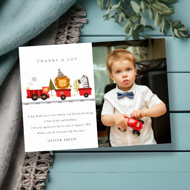 Carte De Remerciements Photo de train d'animaux de la forêt mignon pour a (Créateur téléchargé)