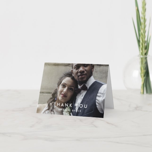 Carte de remerciements photo de typographie chic (Devant)