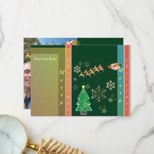 Carte De Remerciements Photo de vacances "Joyeux Noël" Père Noël Reindeer