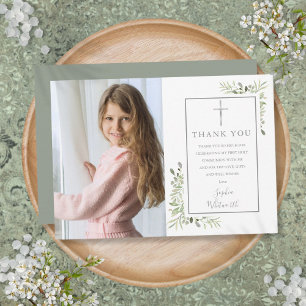 Carte De Remerciements Photo de verdure de première communion