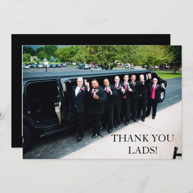 Carte De Remerciements Photo d'enterrement de vie de garçon (Devant / Derrière)