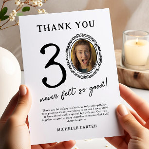 carte de remerciements photo du 30e anniversaire