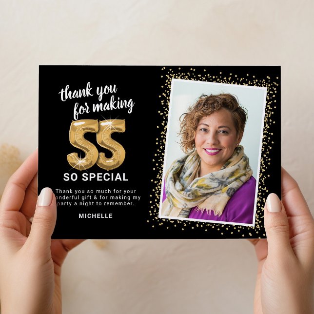 Carte De Remerciements Photo du 55e anniversaire moderne (Créateur téléchargé)