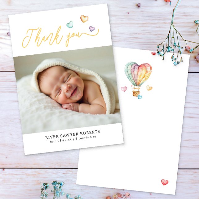 Carte de remerciements photo du Baby shower Sweeth (Sweetheart Baby Shower Photo Thank You Card)