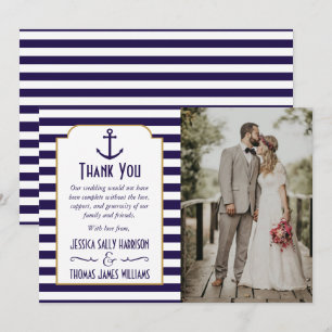 Carte De Remerciements Photo du Mariage d'Ancre de la marine nautique et