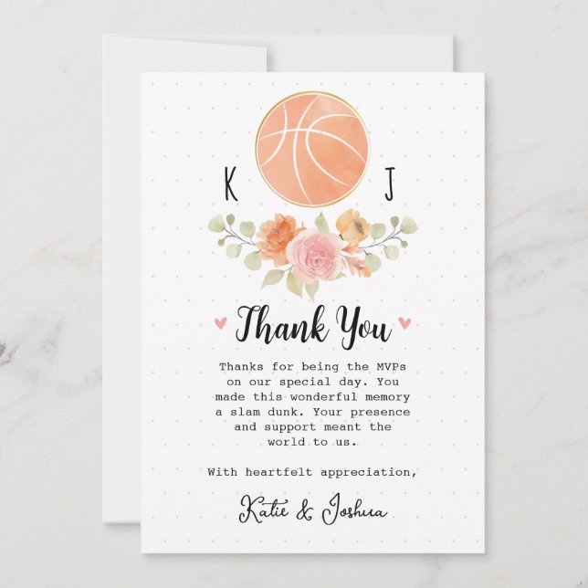 Carte de remerciements photo du Mariage de basket- (Dos)