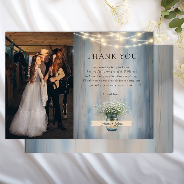 Carte de remerciements photo du Mariage de la resp (Country Wedding Thank You Card)
