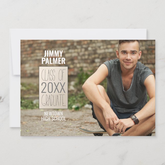 Carte De Remerciements Photo d'un diplômé en milieu urbain (Devant)