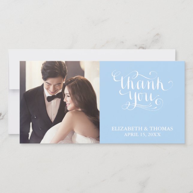CARTE DE REMERCIEMENTS PHOTO ÉCRITURE MANUSCRITE É (Devant)
