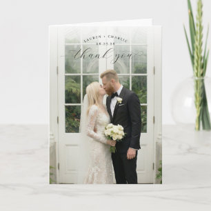 Carte De Remerciements Photo Élégant Blanc Romantique