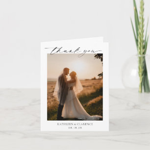 Carte De Remerciements Photo élégant en noir et blanc pour mariage classi