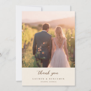 Carte De Remerciements Photo élégant et romantique doré
