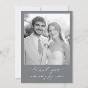 Carte De Remerciements Photo Élégant Gris Sophistiqué