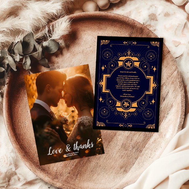 Carte De Remerciements Photo Elegant Mariage céleste (Créateur téléchargé)