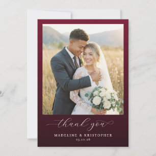 Carte De Remerciements Photo élégant marron romantique