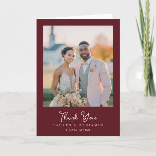 Carte De Remerciements Photo élégant marron romantique