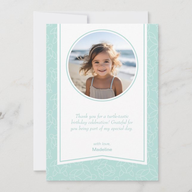 Carte De Remerciements Photo élégant moderne à motif de tortue (Devant)